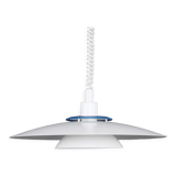 Danish design white metal rise and fall lamp, 1980s