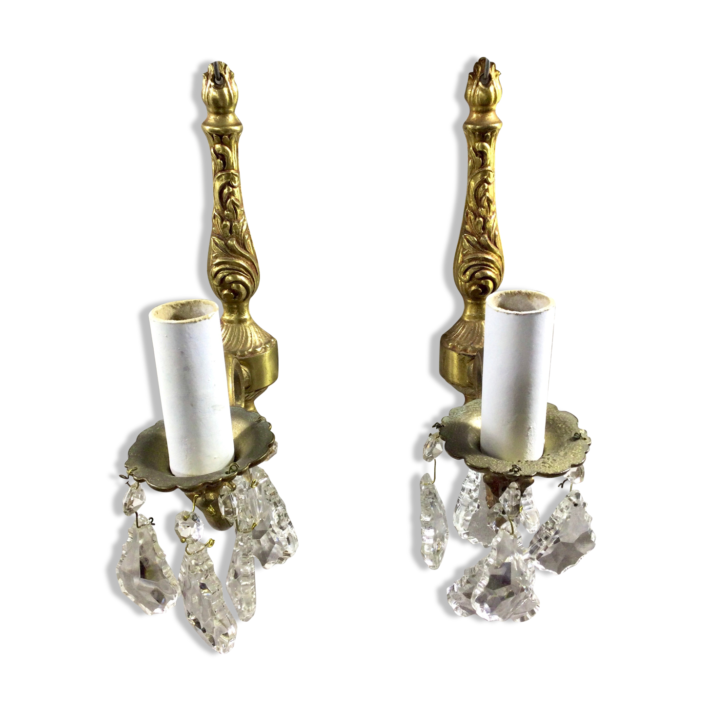 Pair of 1-light bronze sconces and Louis XV style stamps