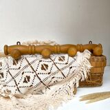 Vintage wooden wall coat rack 4 hooks