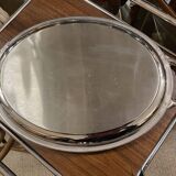 Grand plateau de service jean couzon en inox avec poignees decor poisson