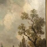 Pair of oils on canvas, 19th century animated landscapes