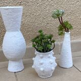 Lot de 3 vases vintage blancs