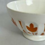 Antique bowl Sarreguemines France | Vintage yellow flower earthenware bowl | Va