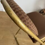 Vintage folding chair lafuma with brown checkered fabric