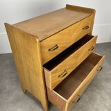 50s chest of drawers with blond wood compass feet