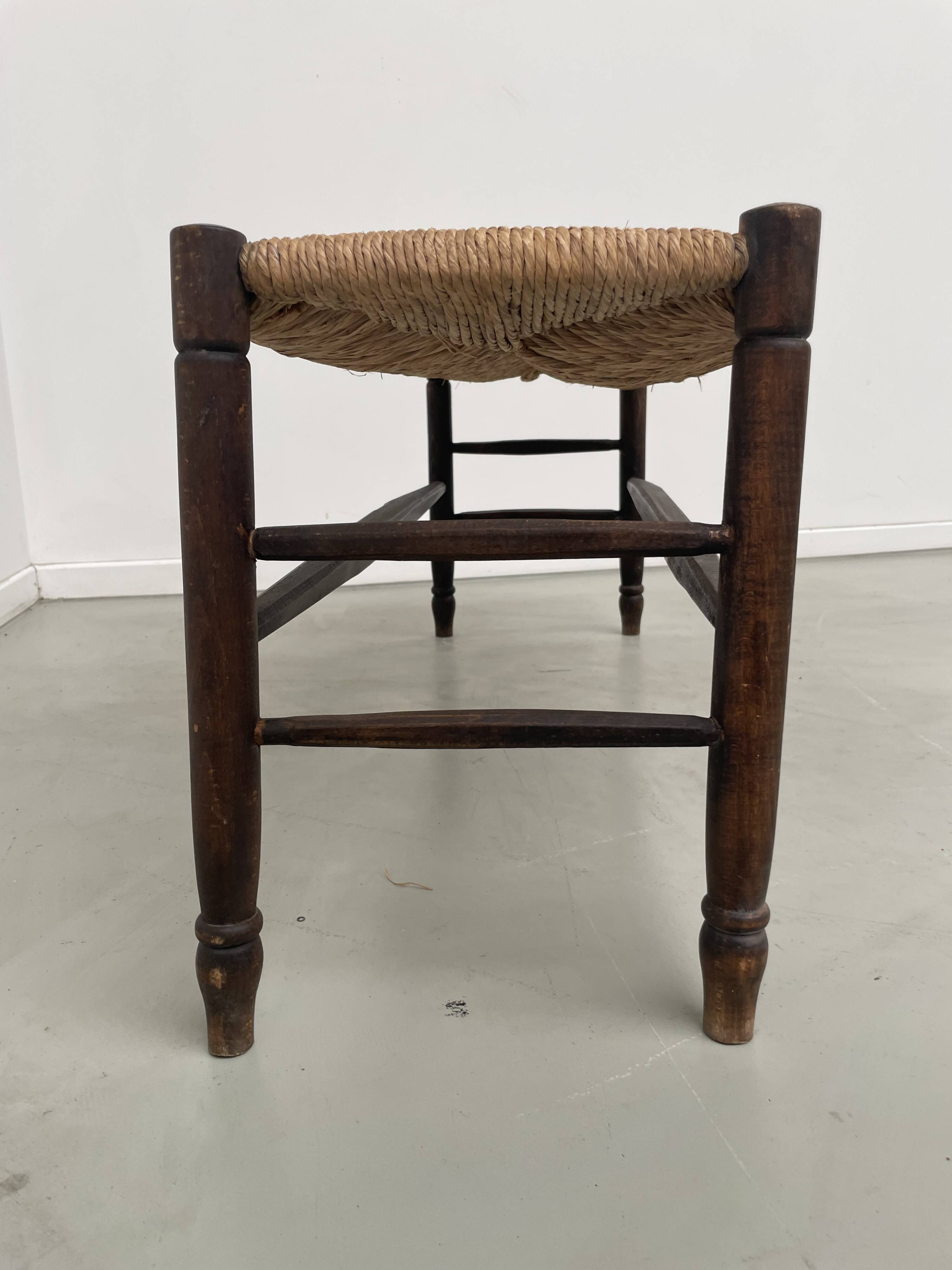 Oak and straw farm bench