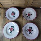 Plates Creuses Sarreguemines Bagatelle Red Lot of 4 old dp 112142