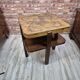Restored Art Deco Walnut and Oak Side Table with Original Glass 1930s