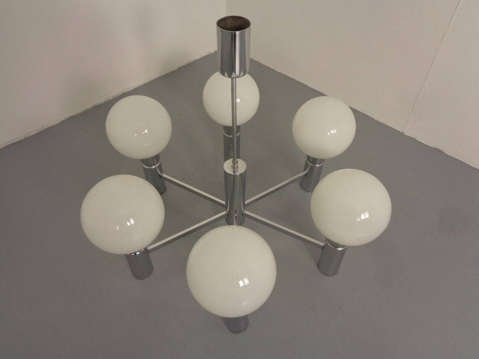 Opaline Glass Pendant Lamp from Sölken Leuchten, Germany, 1960s