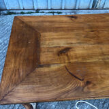 Antique farmhouse table in solid cherry wood with its 2 benches