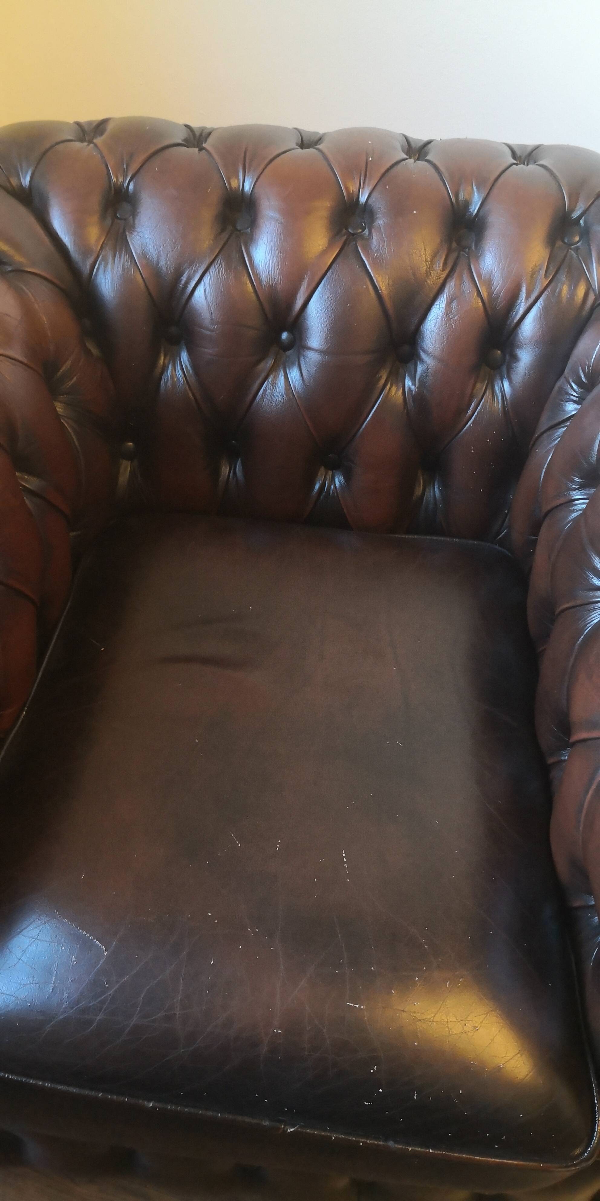 Vintage Brown Leather Chesterfield Tufted Armchair