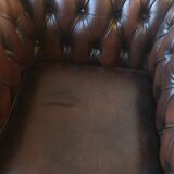 Vintage Brown Leather Chesterfield Tufted Armchair