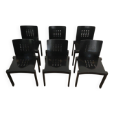 Set of 6 black wooden chairs