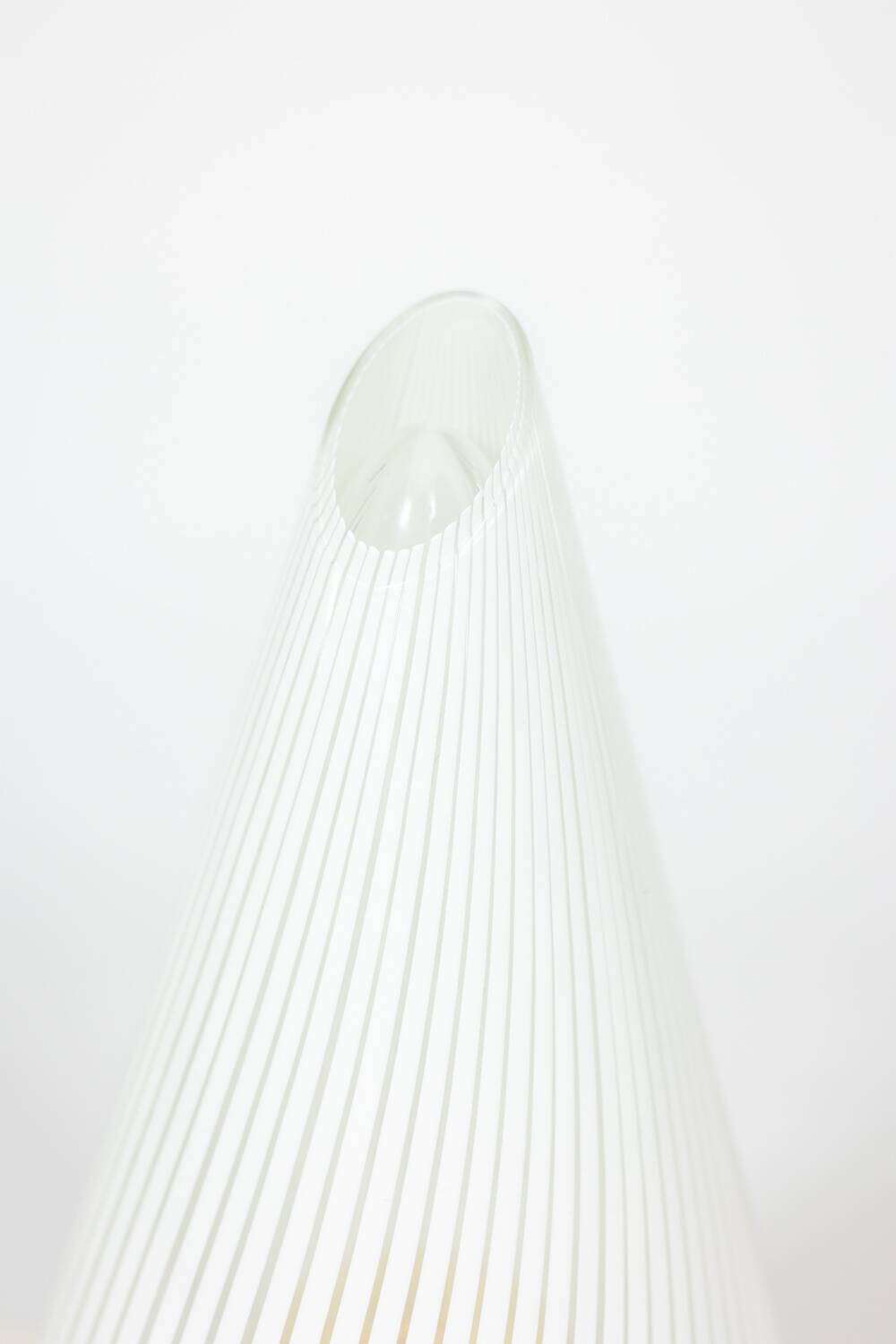 Conical Murano glass lamp with white striped patterns. 1970s.