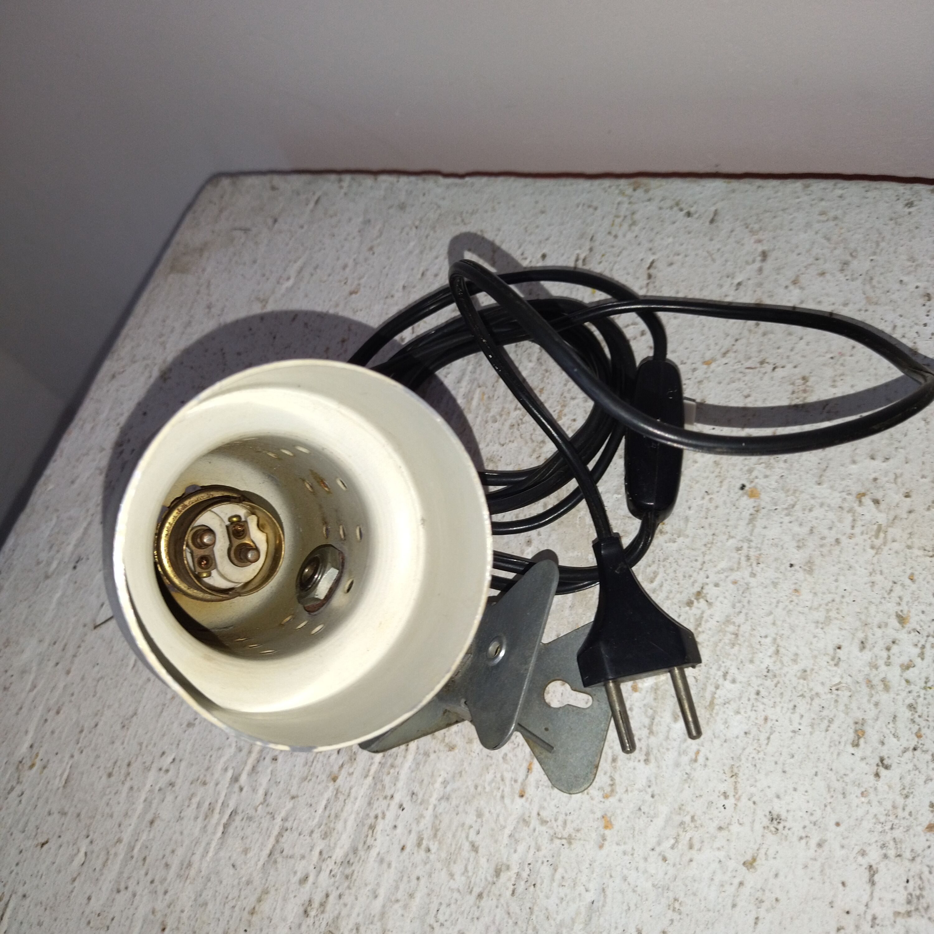 Spot lamp with brushed metal clamp 70's