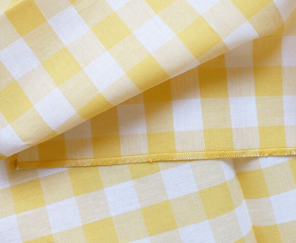 Lot de 4 serviettes vichy jaune & gaze de coton blanc