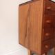 Chest of drawers in rosewood and vintage mid-century black glass, czechoslovakia 1970