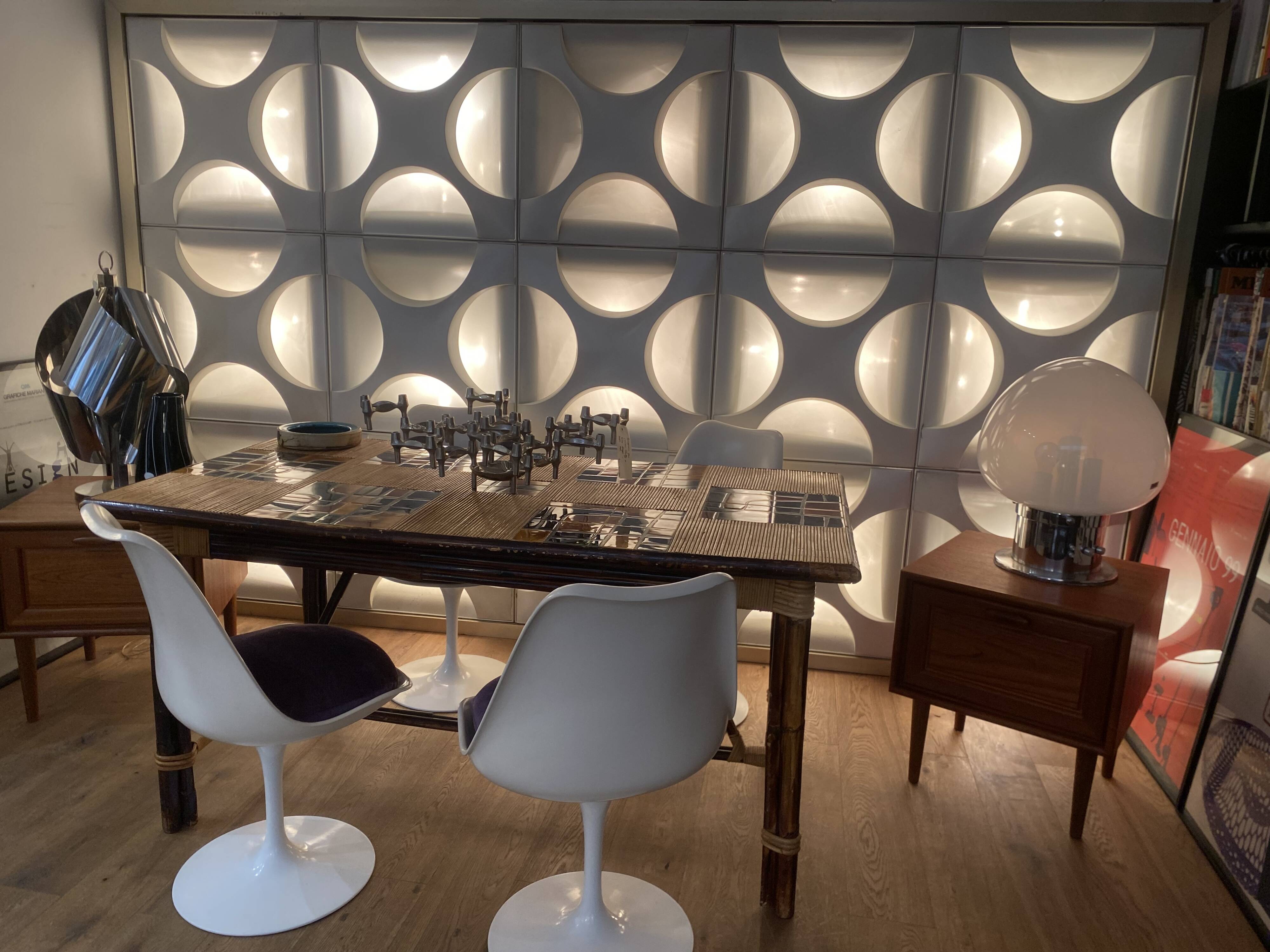 Decorative light panels. Oyster light by Rolf Krüger, 1960s, Set of 15