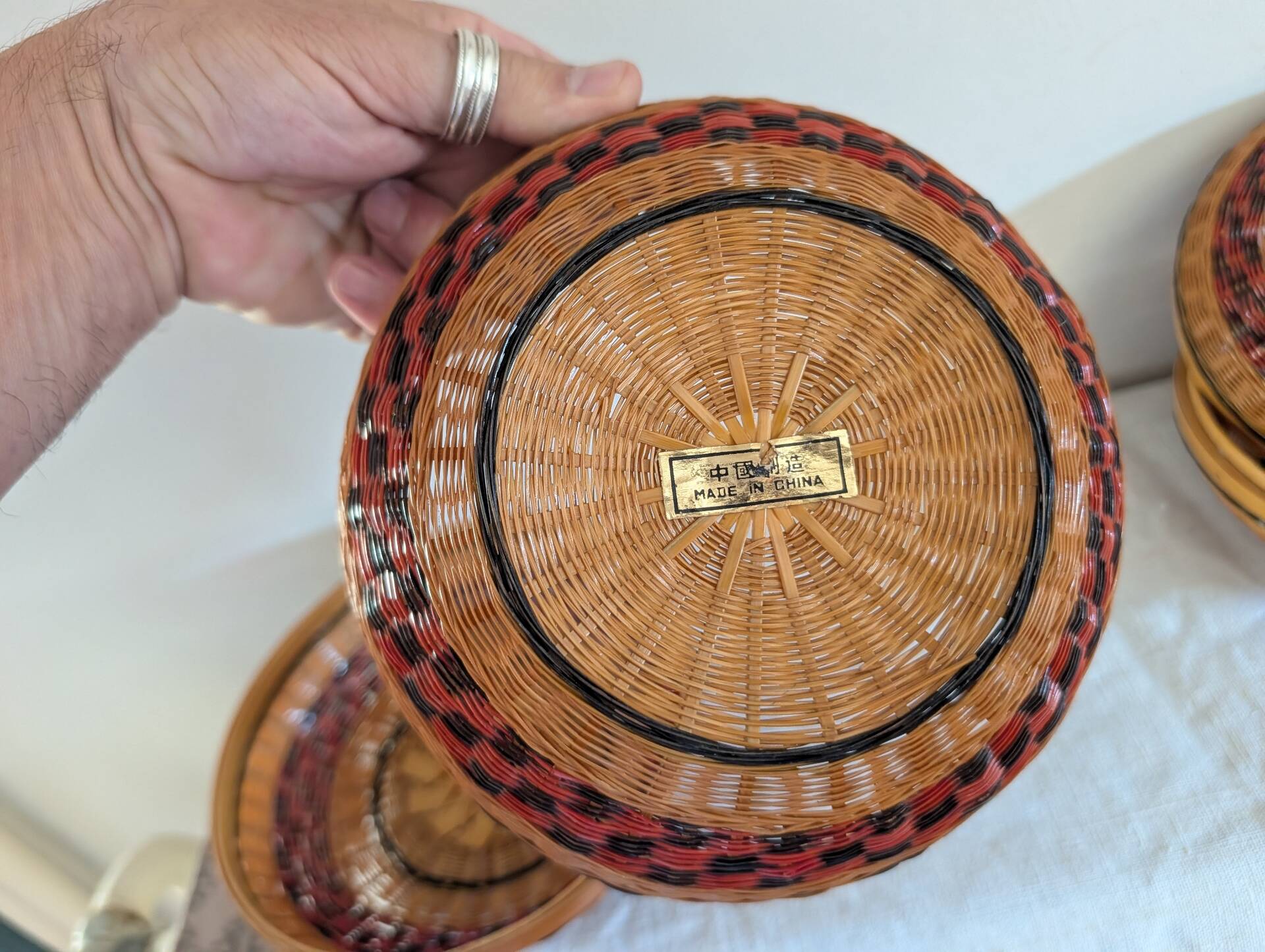 Set of three nesting bamboo boxes – China – 1980s