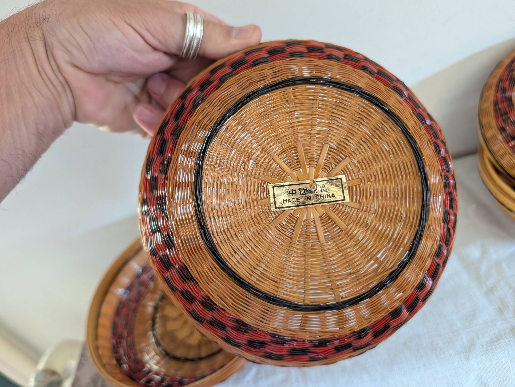 Set of three nesting bamboo boxes – China – 1980s