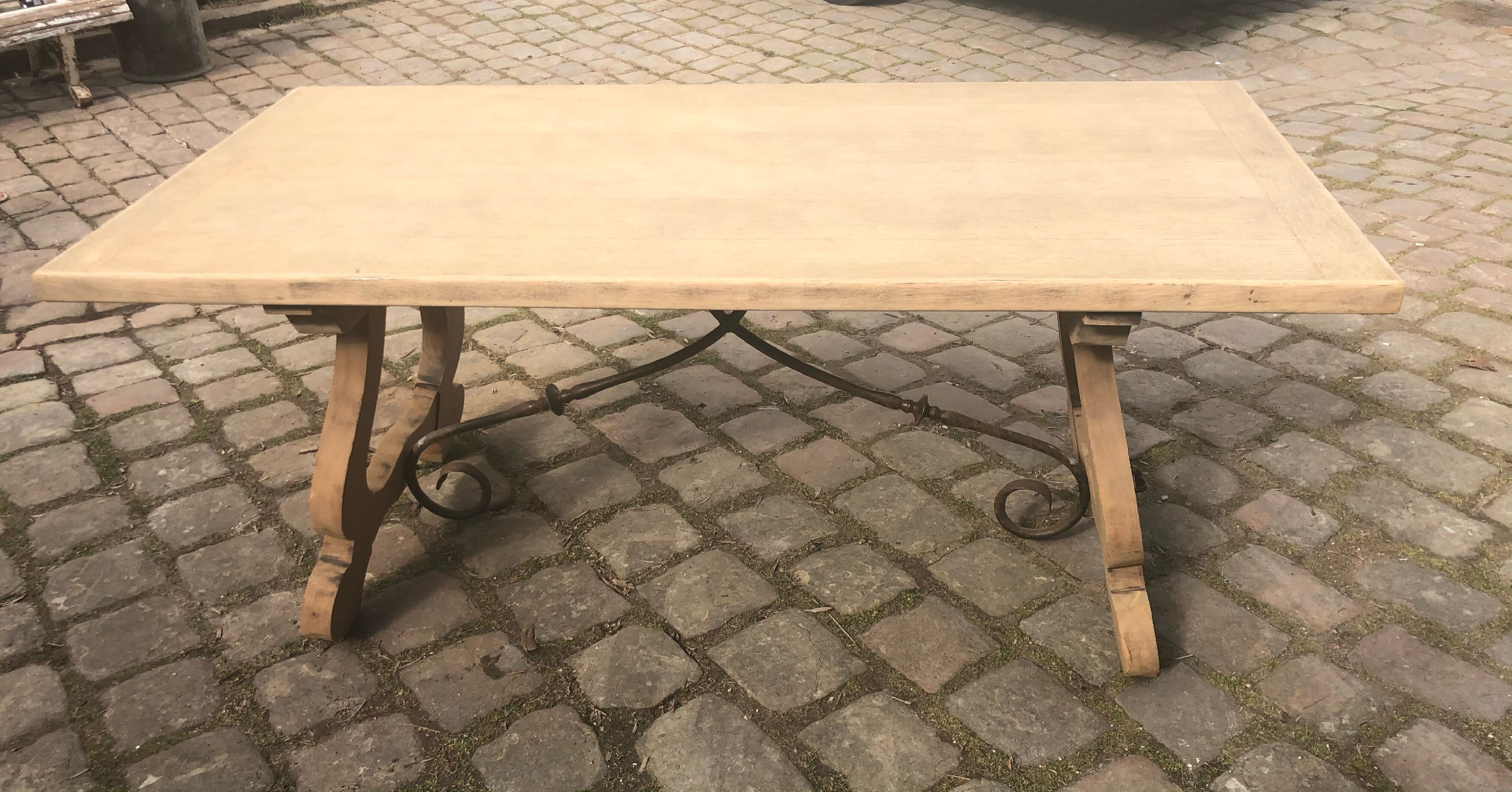 Monastery table in stripped solid oak