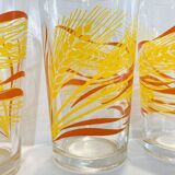 4 glasses orange and yellow wheat pattern
