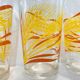 4 glasses orange and yellow wheat pattern