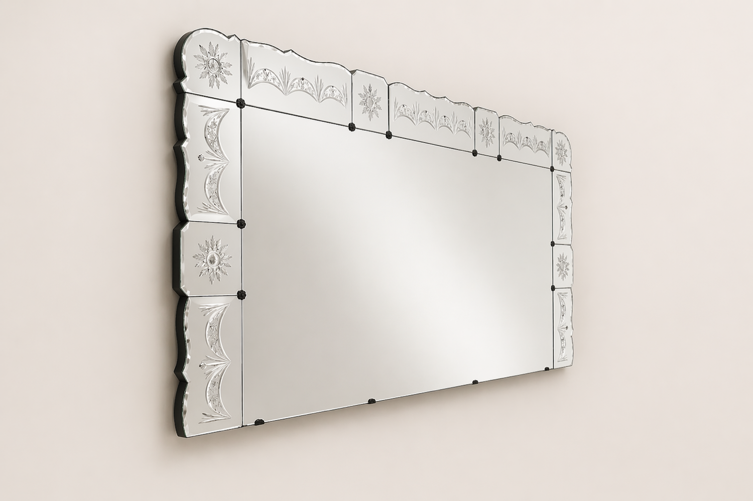 Large antique Art Deco Venetian mirror 203x100