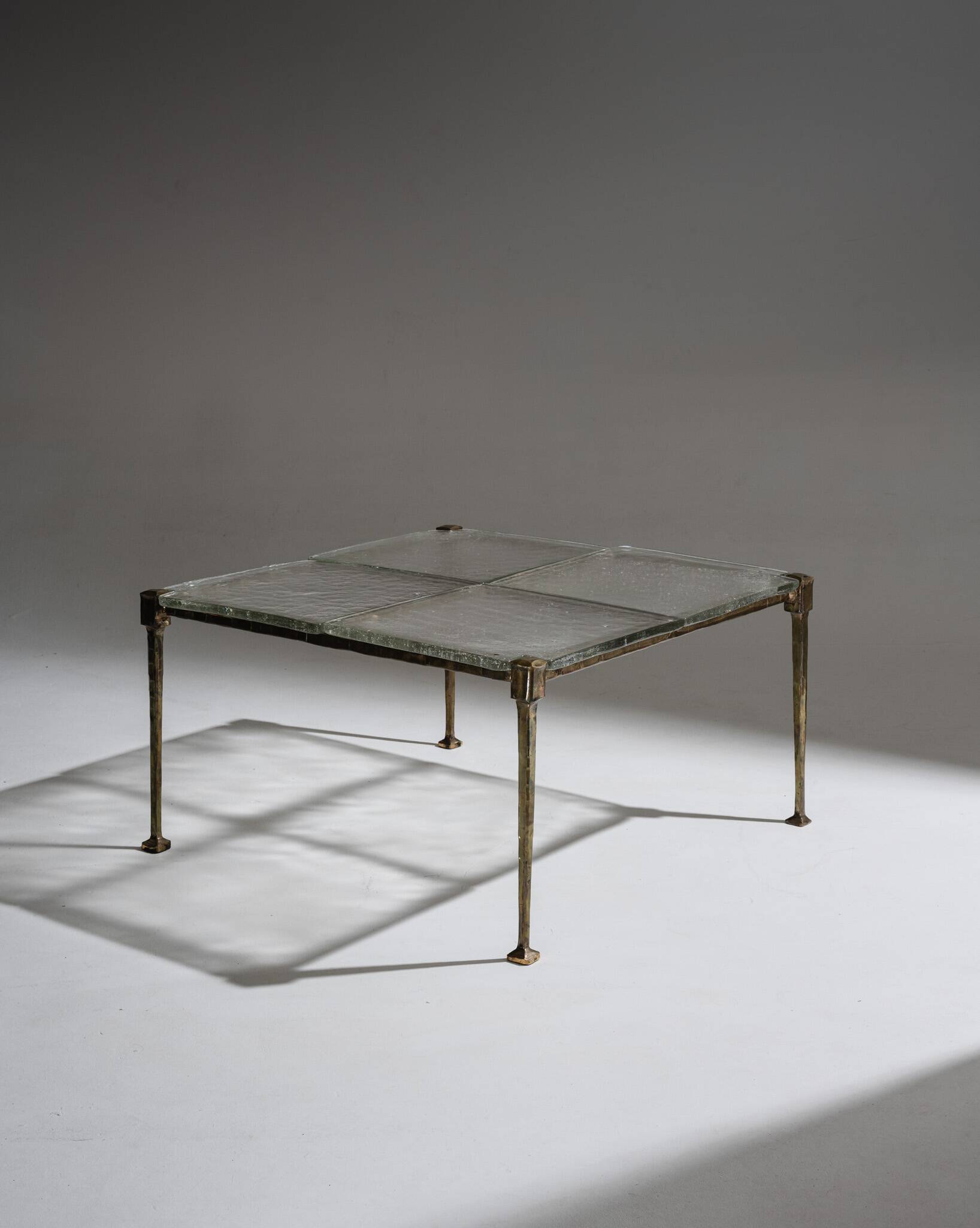 Bronze and glass coffee table, Lothar Klute, 1980s