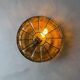 Vintage ceiling lamp amber crackle glass 1970s