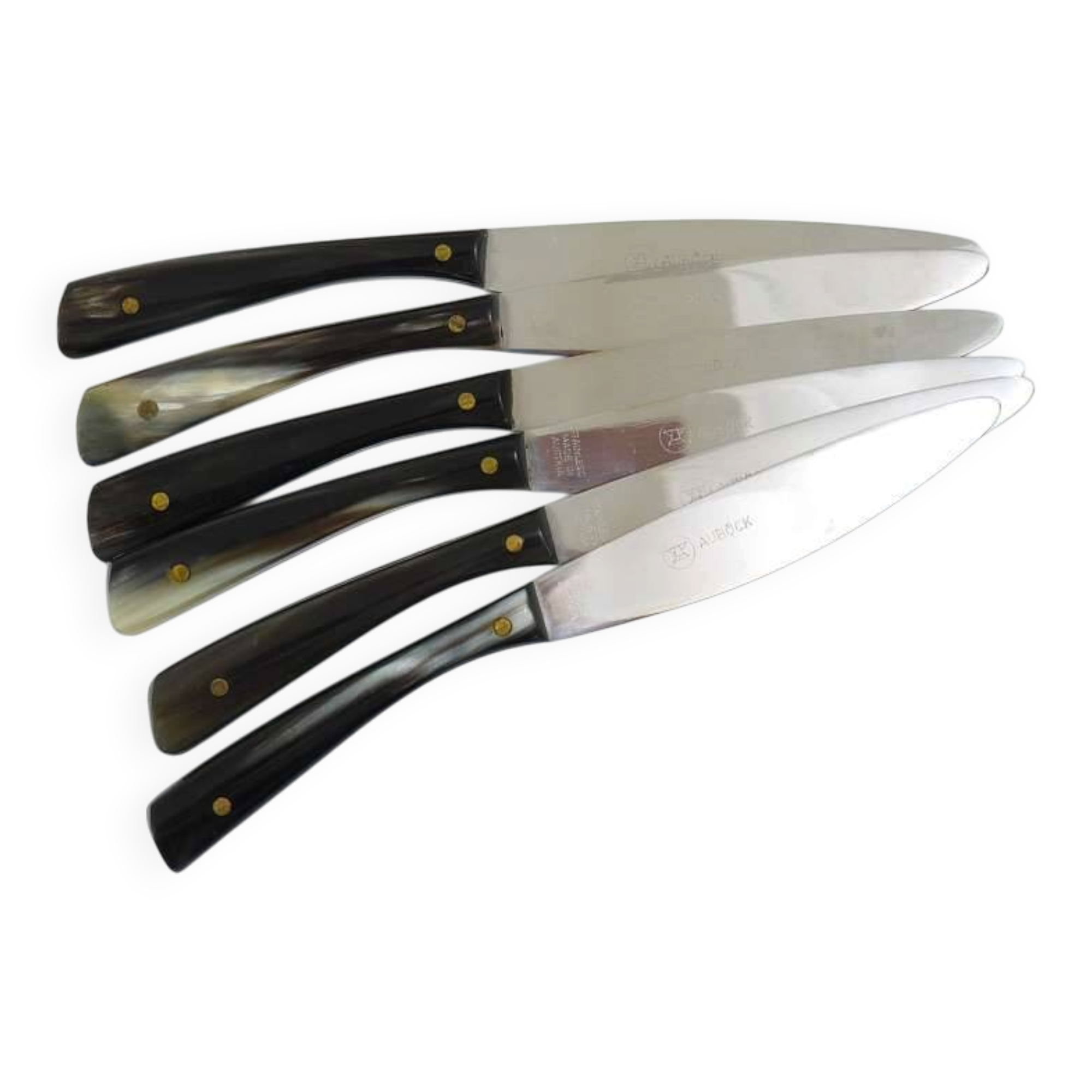 Carl Aubock II Knife Holder in Walnut with 6 Amboss Knives, Austria, 1950s