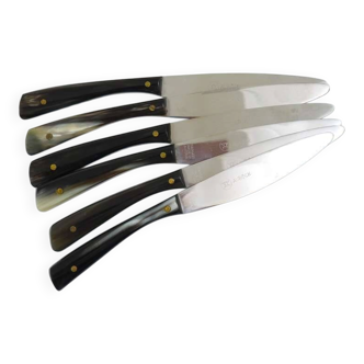 Carl Aubock II Porte-Couteaux en Noyer avec 6 Couteaux Amboss, Autriche, Années 1950