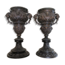 Pair of vases in patinated regular