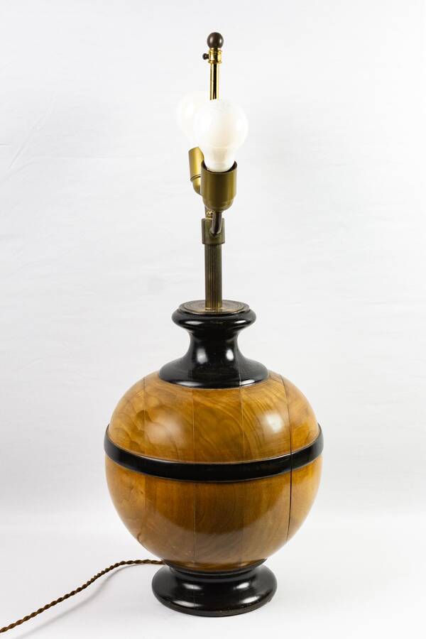 Turned wooden ball lamp base