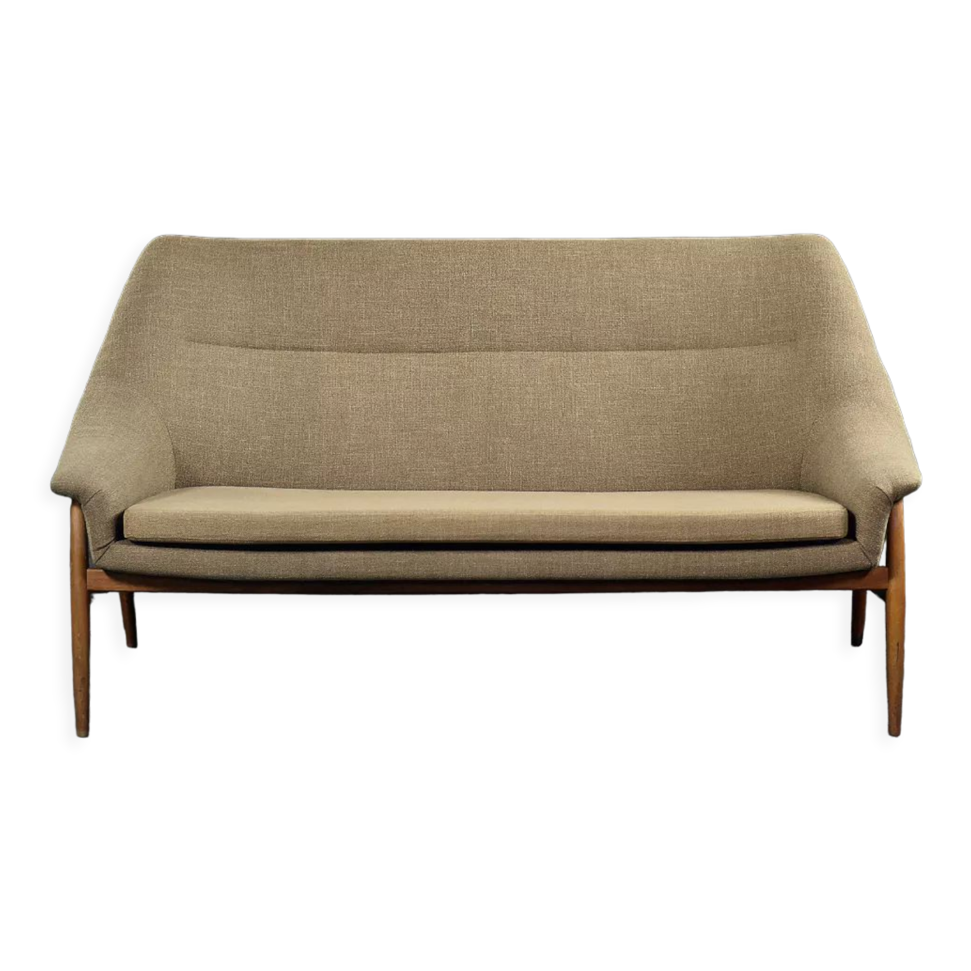 Vintage Mid-Century Scandinavian Modern 2-Seater Brown Fabric Sofa Grace by Ikea, 1961