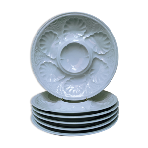 6 assiettes à huitres - tharaud porcelaine