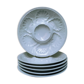 6 assiettes à huitres en porcelaine par Tharaud