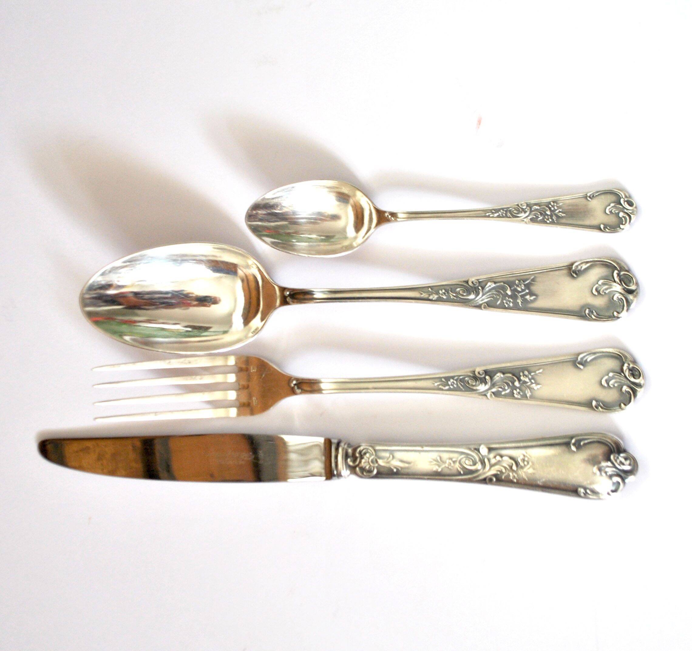 Deetjen cutlery set 48 silver-plated Louis XV rocaille table cutlery no. 25 Marly