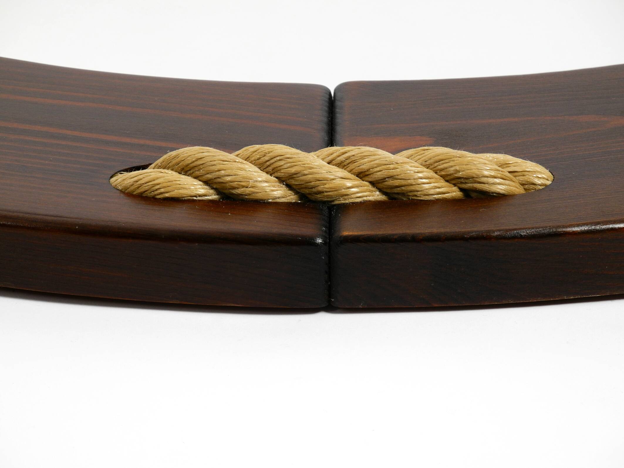 Huge 1970s maritime round pine wood wall mirror from Denmark | ∅ 89cm