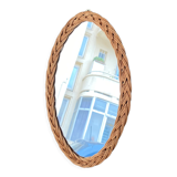 Miroir ovale en osier vintage