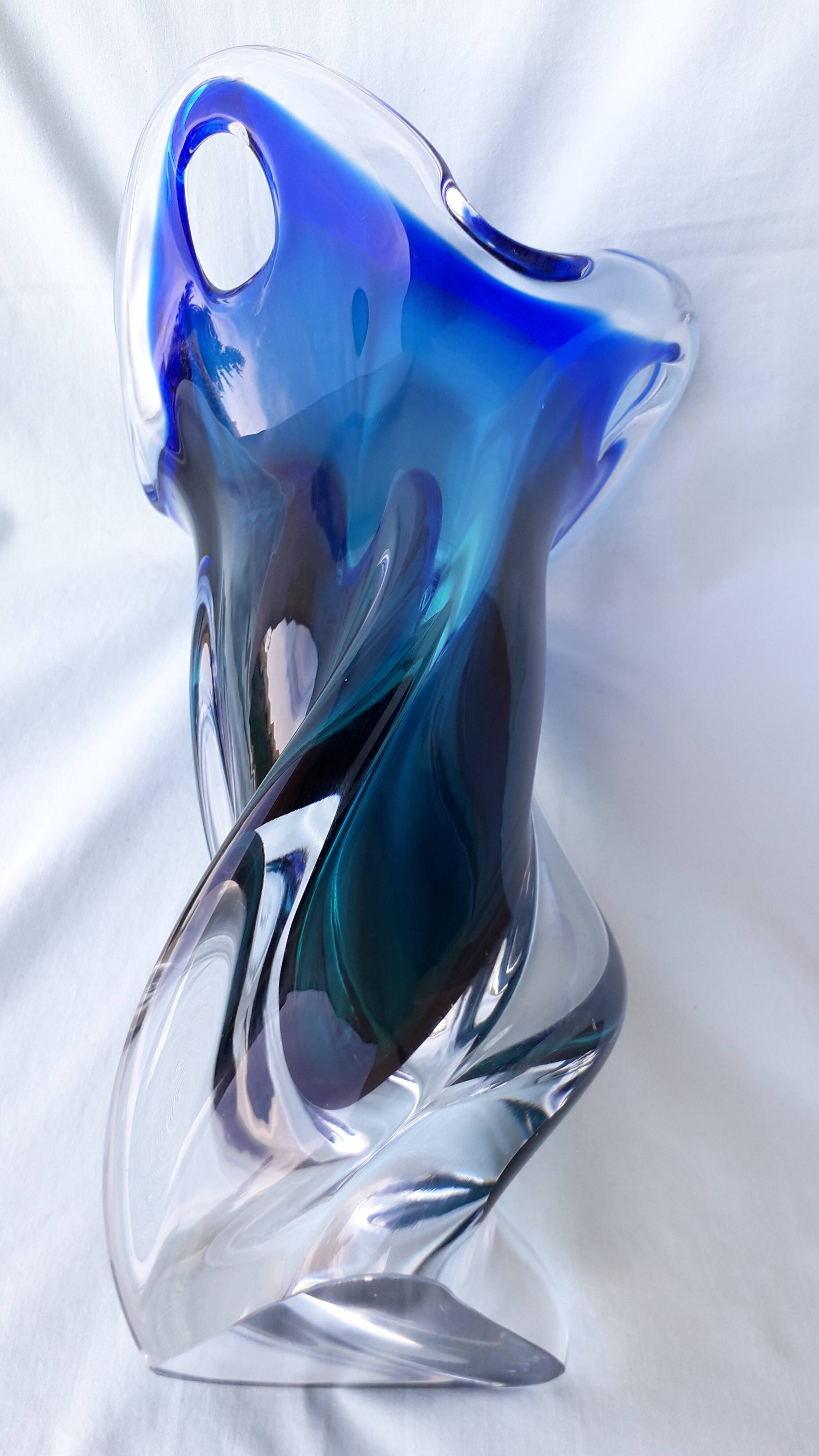Blue glass vase in Murano style