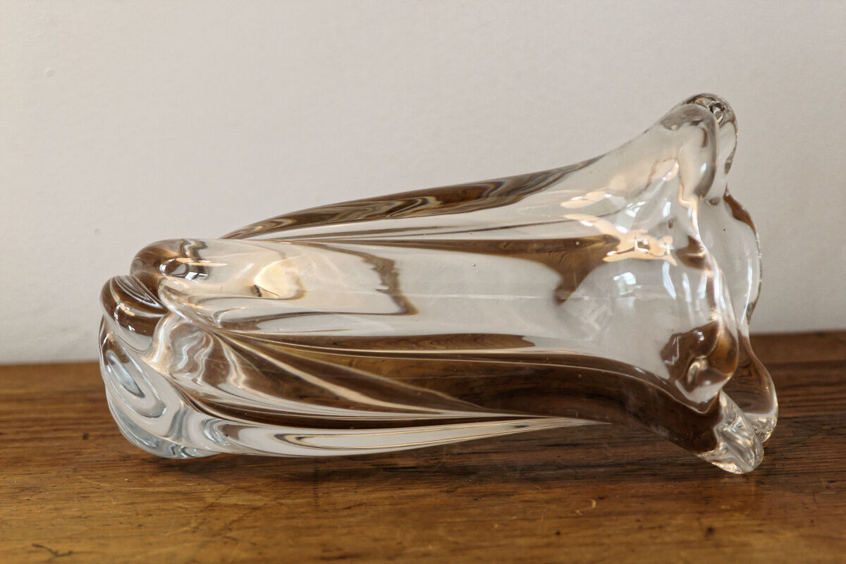 Twisted crystal vase, signed