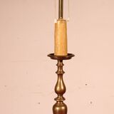 17th Century Bronze Candle Holder Mounted as a Lamp with Its Parchment Shade