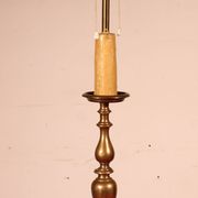 17th Century Bronze Candle Holder Mounted As A Lamp With Its Parchment Lamp