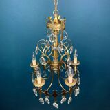 Vintage Chandelier with Crystal Drops, Italy, 1960s