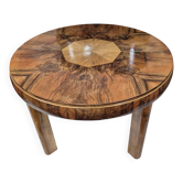 Table à manger ronde extensible en noyer burl Art Déco authentique des années 1930