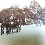 Old photograph 1900 stagecoach, horses and coachman State Railways