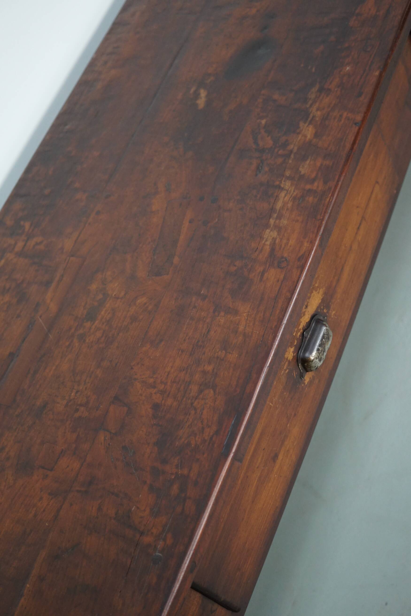 Vintage Large French Teak Rustic Colonial Farmhouse Side Table