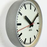 Grey Industrial Factory Wall Clock from AEG, 1960s