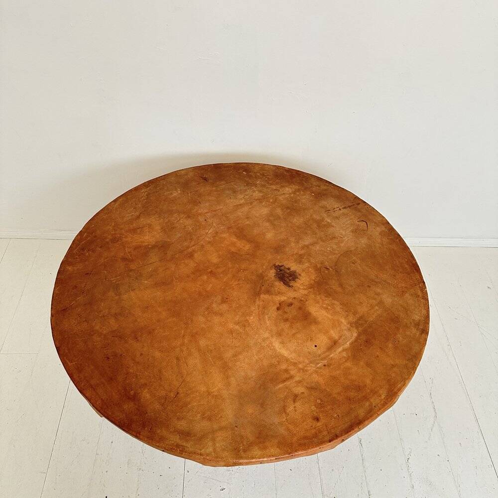 Large Mid-Century Modern Mexican Equipales Leather Dining Table, 1970